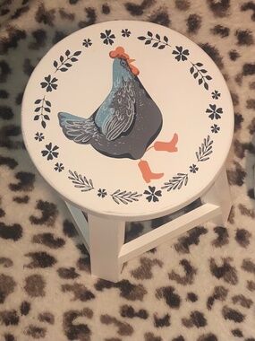 Chicken in boots stool & matching wooden arched block
